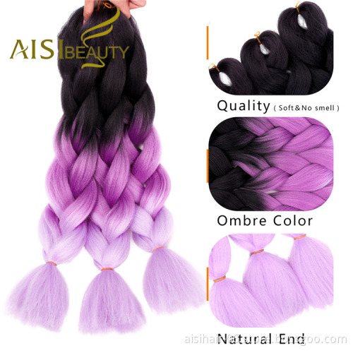 Aisi Beauty Wholesale Cheap Vendor Hotselling Ombre Color Jumbo Box Braid Twist Synthetic Crochet Braiding Hair Extensions